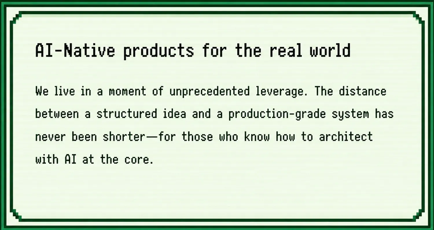 AI-Native products for the real world manifesto card