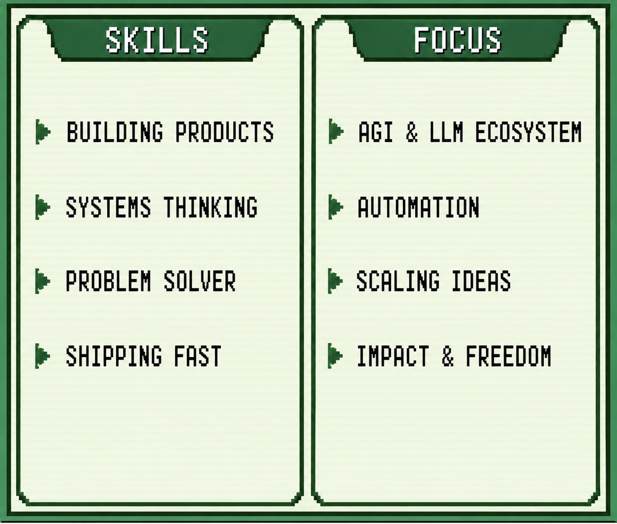 Skills and Focus profile card
